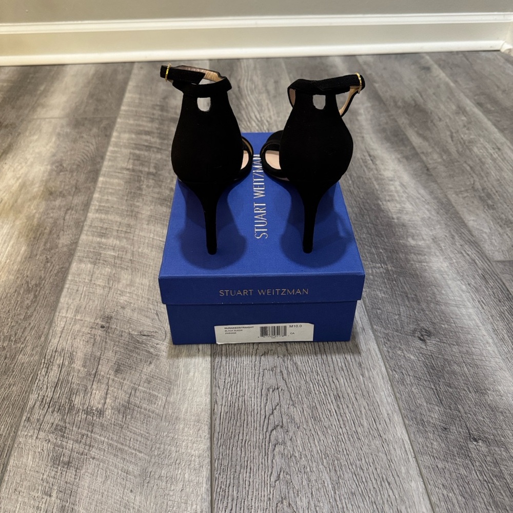 Stuart Weitzman Nunakedstraight Black Suede Heels